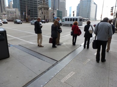 Metal Joints across road and sidewalk on Michigan Ave